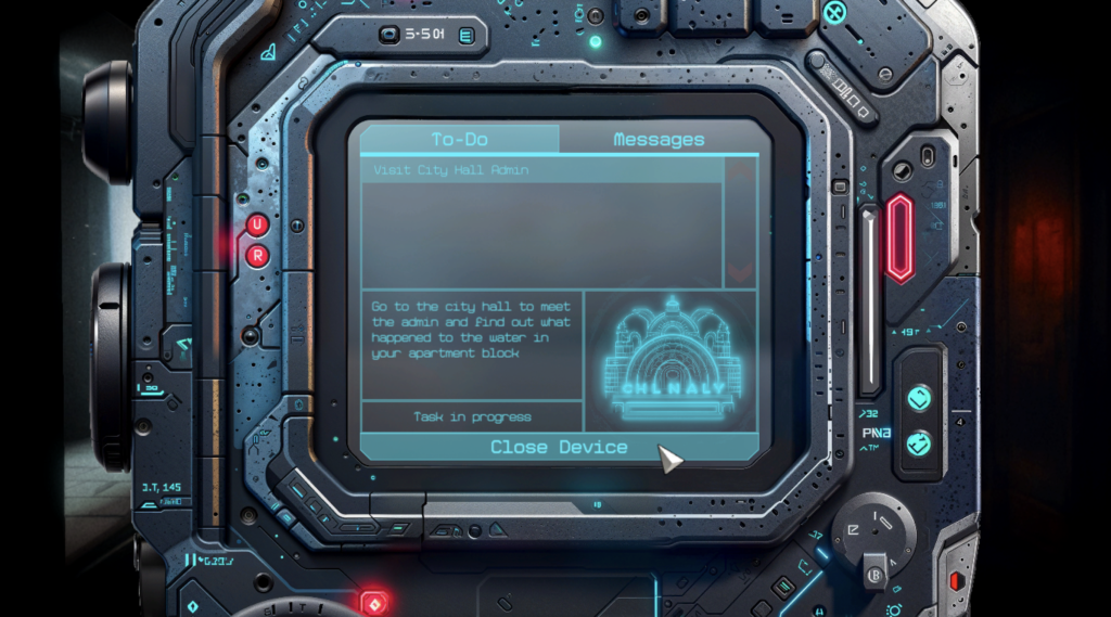 In game screenshot of the AI generated PDA UI